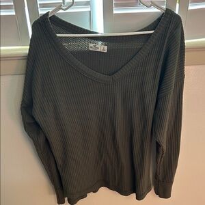 Hollister Dark Green V-Neck Knit Top